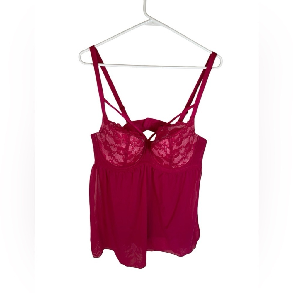 Adore Me Chic Fuchsia Lace Babydoll Chemise